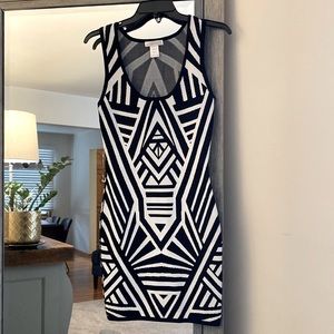 Jealous Tomato, M, white / black abstract print bodycon mini dress, stunning!!